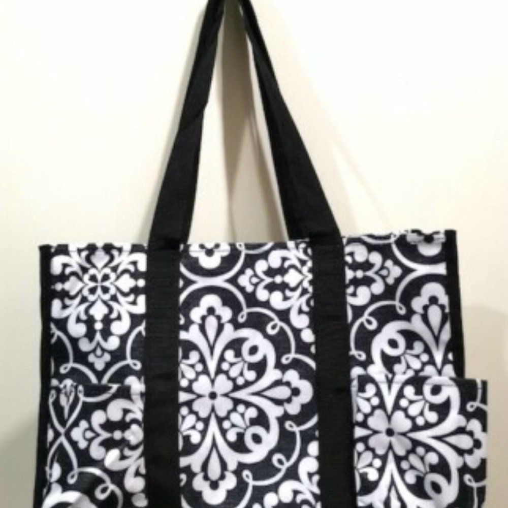 Thirty-One Black and White Floral Tote